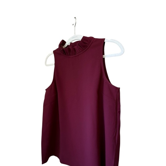 J. Crew Dark Wine Red Ruffled Tank Top - Picture 4 of 8